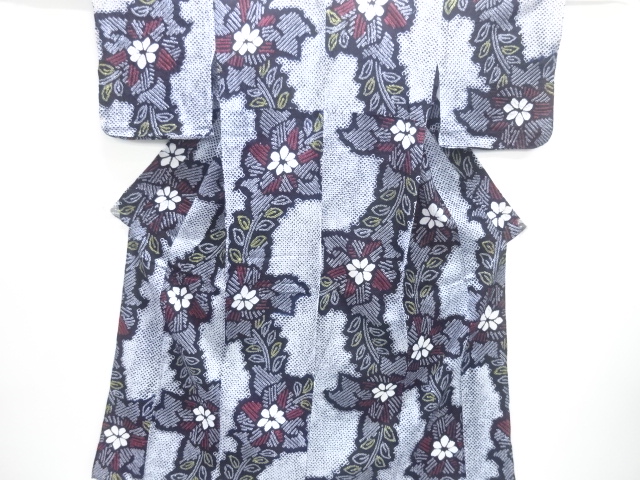 JAPANESE KIMONO / ANTIQUE SUMMER KIMONO / ARIMATSU-NARUMI SHIBORI / FLOWER